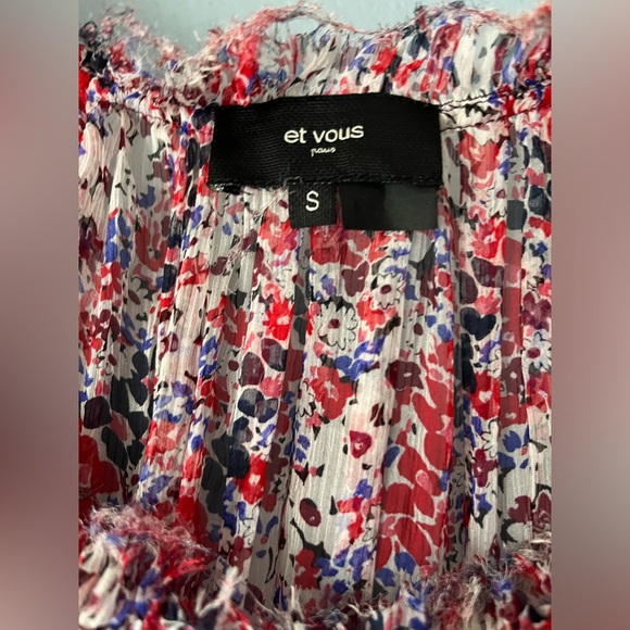 Et Vous Paris Blouse Top S Silk Chiffon Sheer Batwing Sleeve - Picture 3 of 4